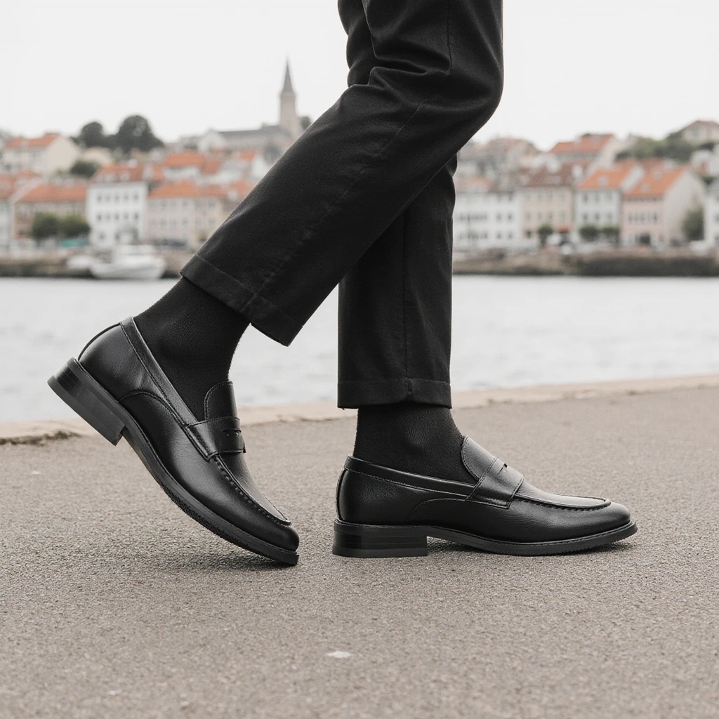 Men'S Shoes Temu - รองเท้าโลฟเฟอร์สีดำสำหรับผู้ชาย รองเท้าหนังแบบสวมใส่สบาย เหมาะสำหรับงานธุรกิจ งานทางการ และใส่ลำลองในออฟฟิศ