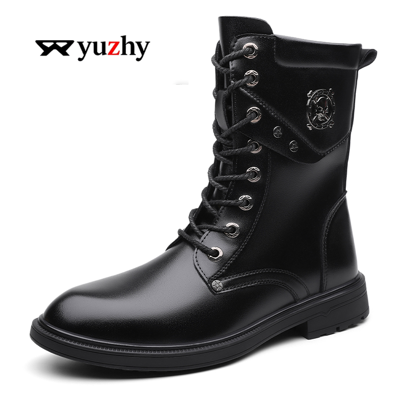Men'S Shoes Black And White - รองเท้าบูทพื้นหนาแบบยูนิเซ็กส์ - รองเท้าคู่รักสำหรับฤดูหนาว สีดำและสีขาว