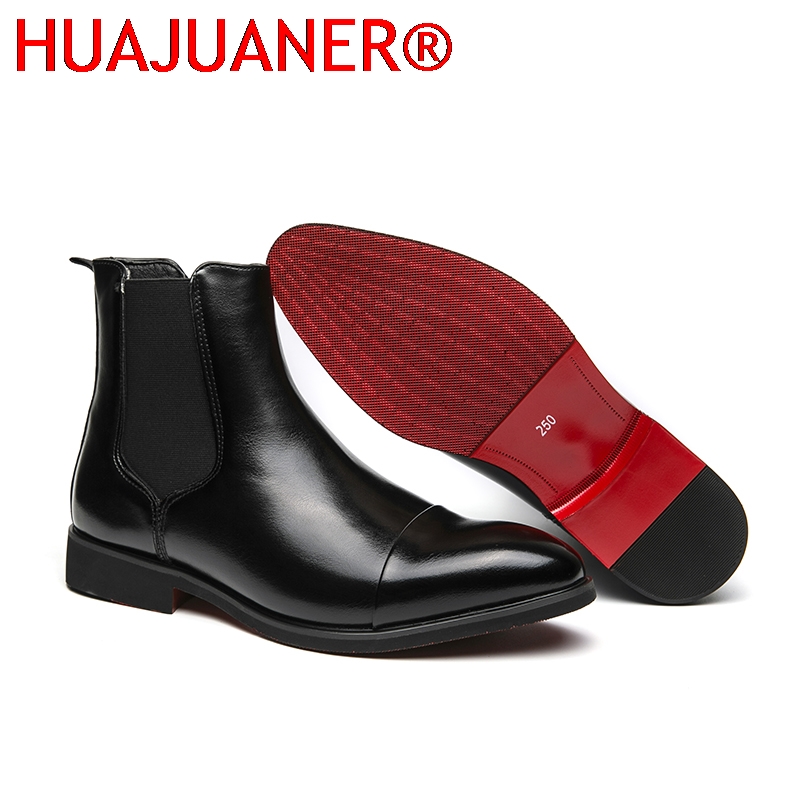 Men'S Shoes Temu - รองเท้าบูทเชลซีสีดำสไตล์อังกฤษสำหรับผู้ชาย รองเท้าบูทหนังแท้พื้นสีแดงสำหรับผู้หญิง รองเท้าบูทหุ้มปลายเท้าพื้นเรียบ รองเท้าลำลองสำหรับกิจกรรมกลางแจ้ง