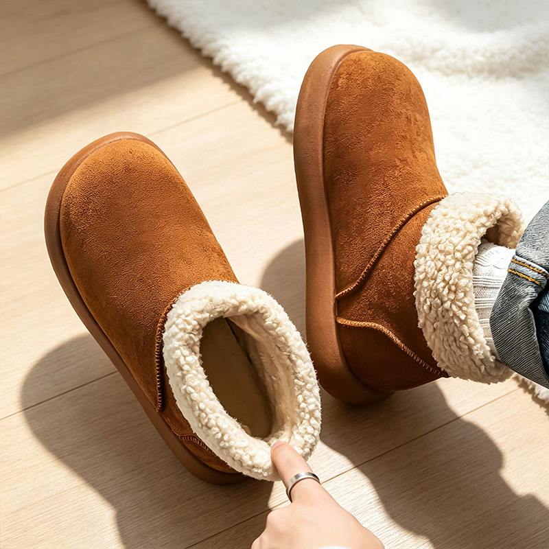 Men'S Shoes Height Increase - รองเท้าบูทหิมะสำหรับผู้ชายสำหรับฤดูใบไม้ร่วงและฤดูหนาว พร้อมบุด้วยผ้าฟลีซและฉนวนกันความร้อนหนา รองเท้าผ้าฝ้ายที่ให้ความอบอุ่นสำหรับทั้งชายและหญิง รองเท้าบูทขนสั้นสำหรับกิจกรรมกลางแจ้ง พื้นหนา เพิ่มความสูงและกันลื่น