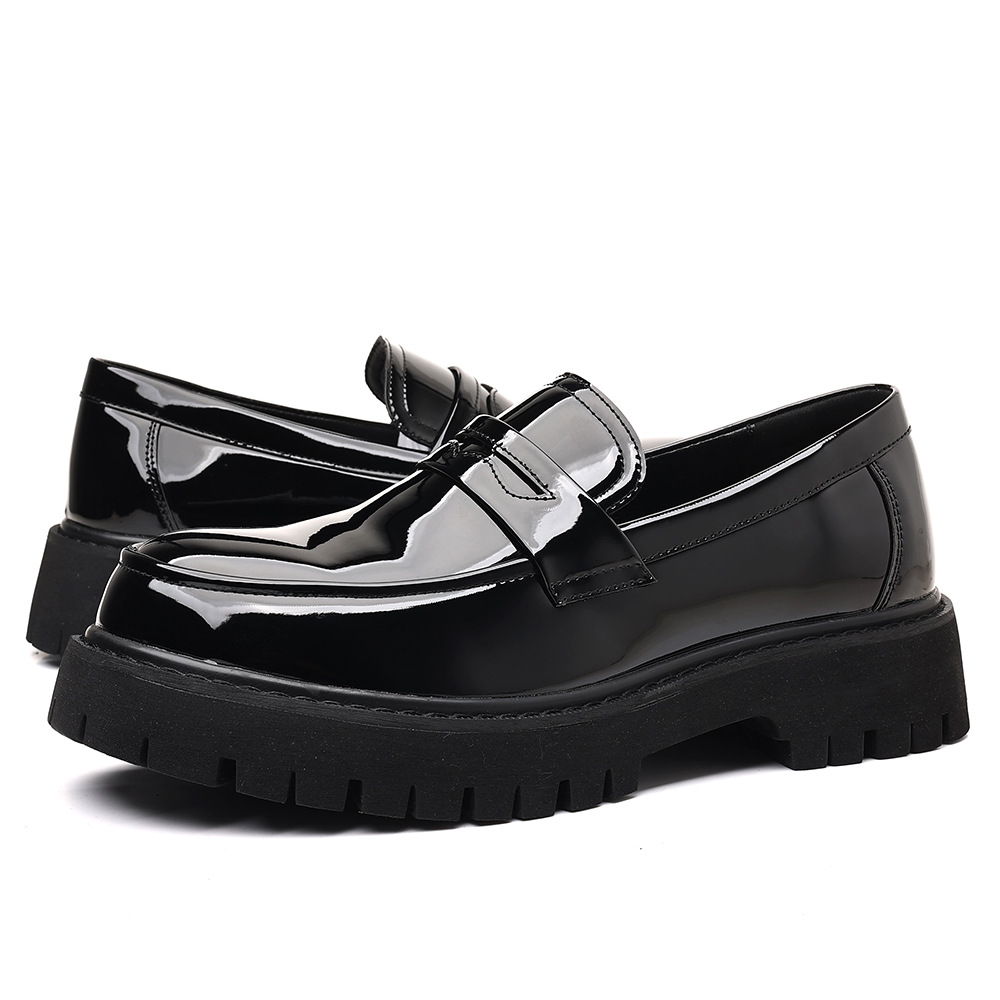 Men'S Shoes Temu - รองเท้าโลฟเฟอร์ผู้ชายแบบสวม หนัง PU สไตล์ลำลอง แบบอังกฤษ พื้นหนา