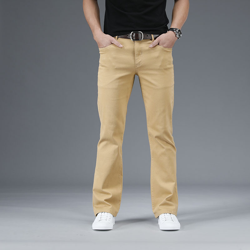 Men Shoes White Colour - บาง DENIM Flare กางเกงผู้ชายกระดิ่งด้านล่าง Boot Cut