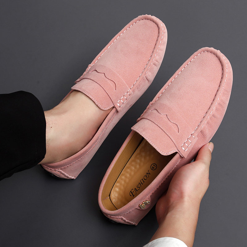 Boat Shoe Leather - รองเท้าหนังนิ่มส้นเตี้ยทรงโลฟเฟอร์สำหรับผู้ชายผู้หญิงเด็กผู้ชายรองเท้าขับรถขนาดใหญ่35-48รองเท้าหนังนิ่มแบบสวมบนพื้นแบนรองเท้าออกแบบสำหรับบุรุษรองเท้าโลฟเฟอร์สีชมพู