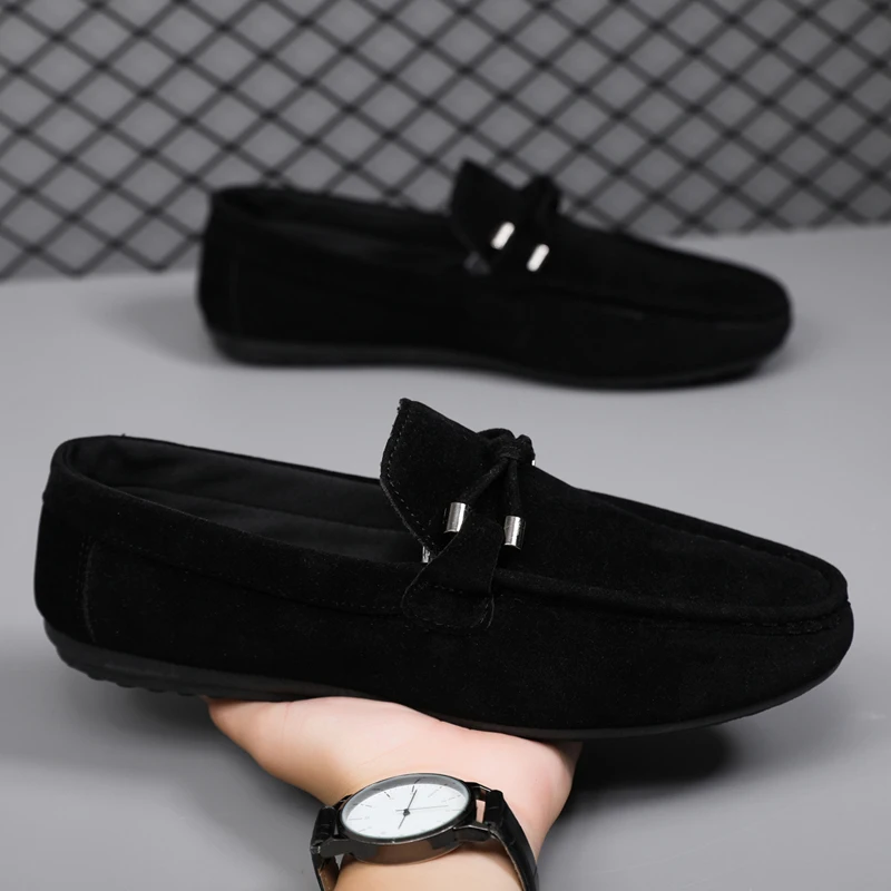 Men'S Shoes Temu - รองเท้าลำลองผู้ชาย แฟชั่นรองเท้าผู้ชาย รองเท้าหนังกลับทำมือ รองเท้าโลฟเฟอร์ผู้ชาย รองเท้าแบบสวม รองเท้าผู้ชายแบบแบน
