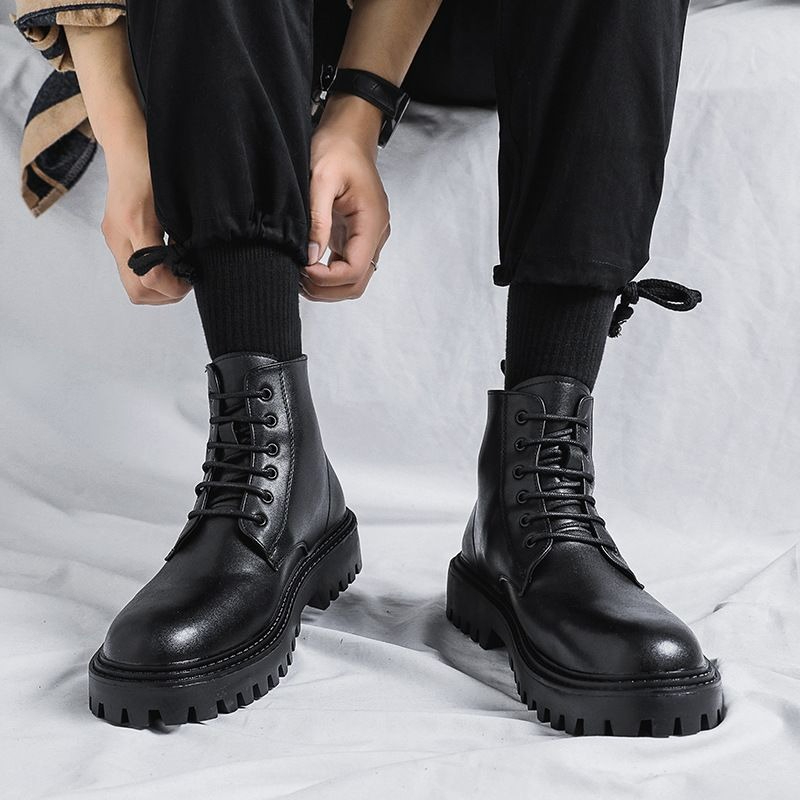 รองเท้าบูทหนังหุ้มข้อผู้ชาย สไ - Men'S Shoes Height Increase บทวิจารณ์และราคา