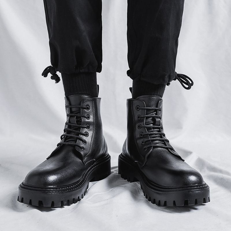 รองเท้าบูทหนังหุ้มข้อผู้ชาย สไ - Men'S Shoes Height Increase บทวิจารณ์และราคา