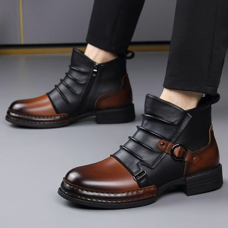 รองเท้าบูทข้อสั้นสไตล์เรโทรสำห - Men'S Shoes Zipper บทวิจารณ์และราคา