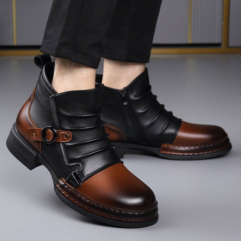 รองเท้าบูทข้อสั้นสไตล์เรโทรสำห - Men'S Shoes Zipper บทวิจารณ์และราคา