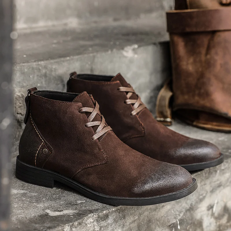 รองเท้าบูทข้อเท้าหนังวัวแท้แบบ - Men'S Shoes Zipper บทวิจารณ์และราคา