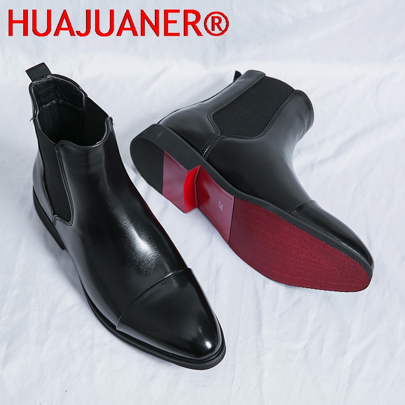 รองเท้าบูทเชลซีสีดำสไตล์อังกฤษ - Men'S Shoes Temu บทวิจารณ์และราคา