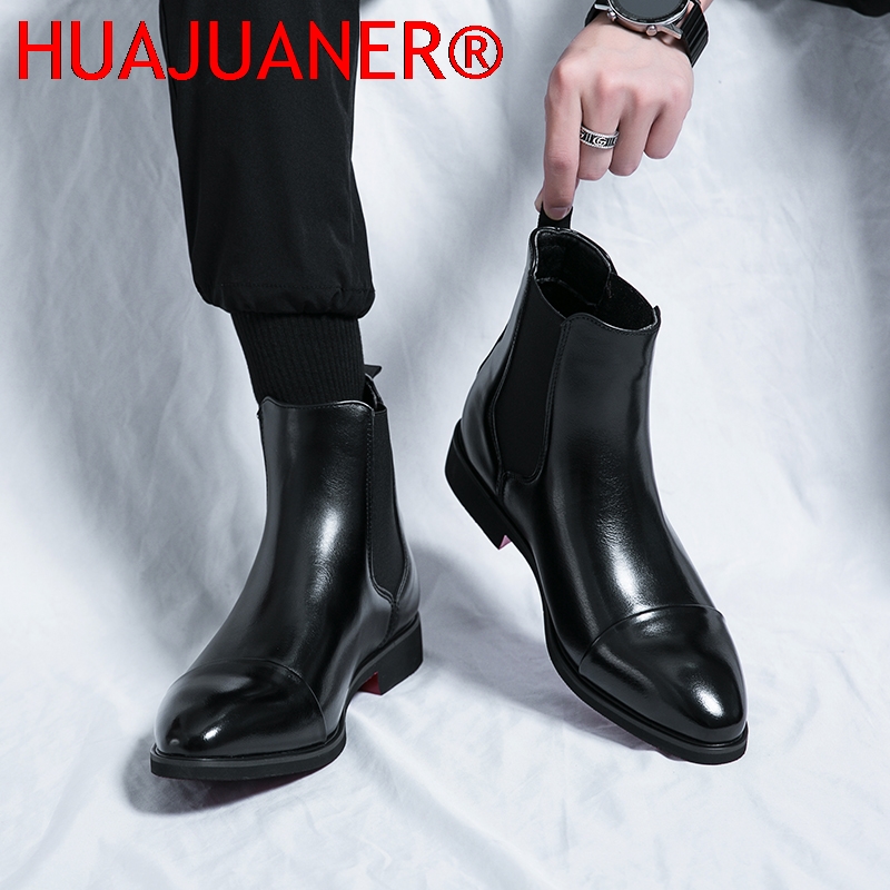 รองเท้าบูทเชลซีสีดำสไตล์อังกฤษ - Men'S Shoes Temu บทวิจารณ์และราคา