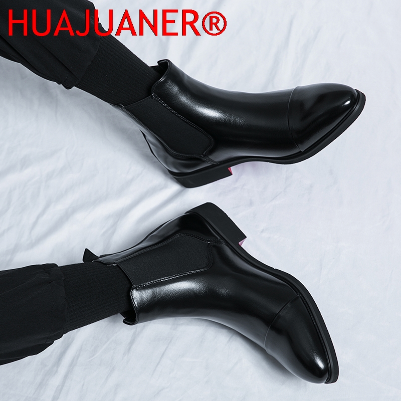 รองเท้าบูทเชลซีสีดำสไตล์อังกฤษ - Men'S Shoes Temu บทวิจารณ์และราคา