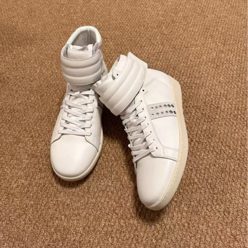 รองเท้าผ้าใบหุ้มข้อหนังแท้สำหร - Men Shoes White Colour บทวิจารณ์และราคา