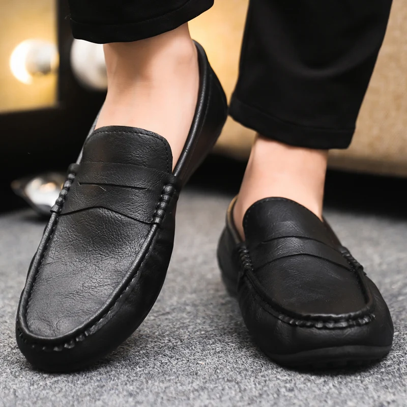 รองเท้าผู้ชายลำลองหนังแท้ รองเ - Boat Shoe Leather บทวิจารณ์และราคา