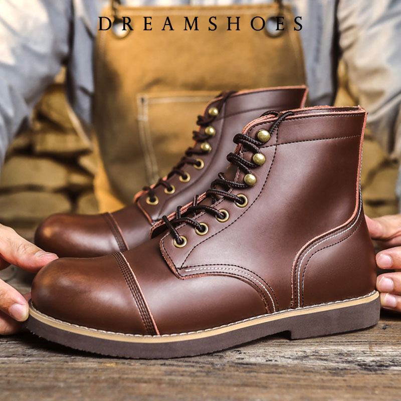 รองเท้าบูทข้อเท้าหนังวัวแท้ทรง - Men'S Shoes Temu บทวิจารณ์และราคา