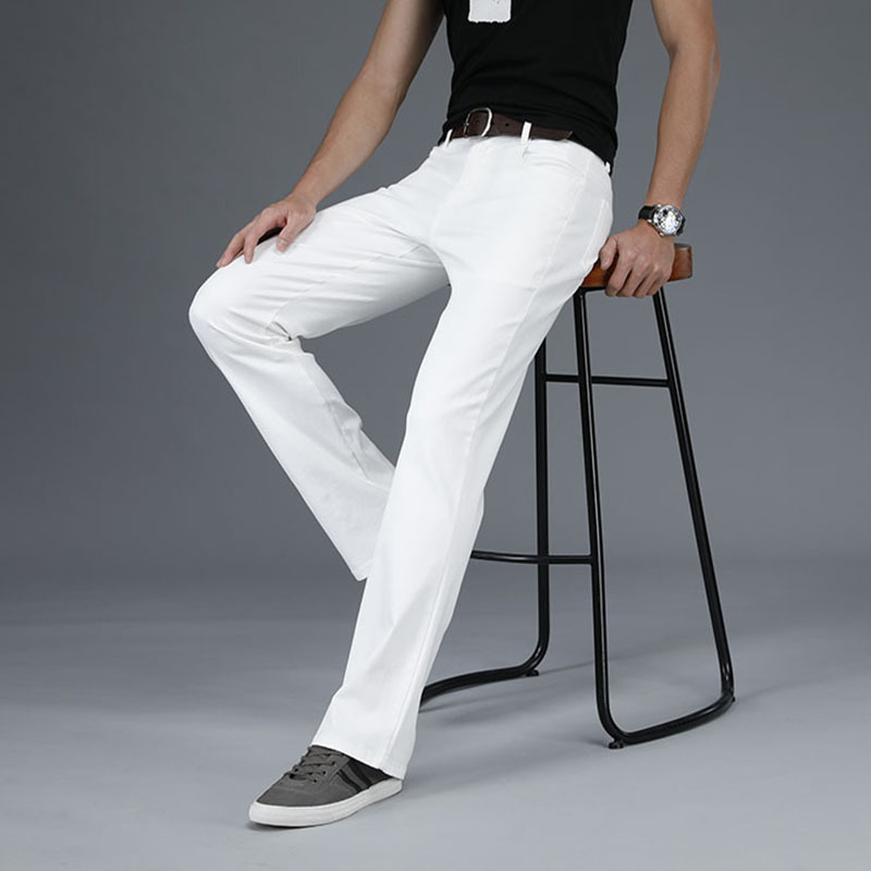 บาง DENIM Flare กางเกงผู้ชายกร - Men Shoes White Colour บทวิจารณ์และราคา