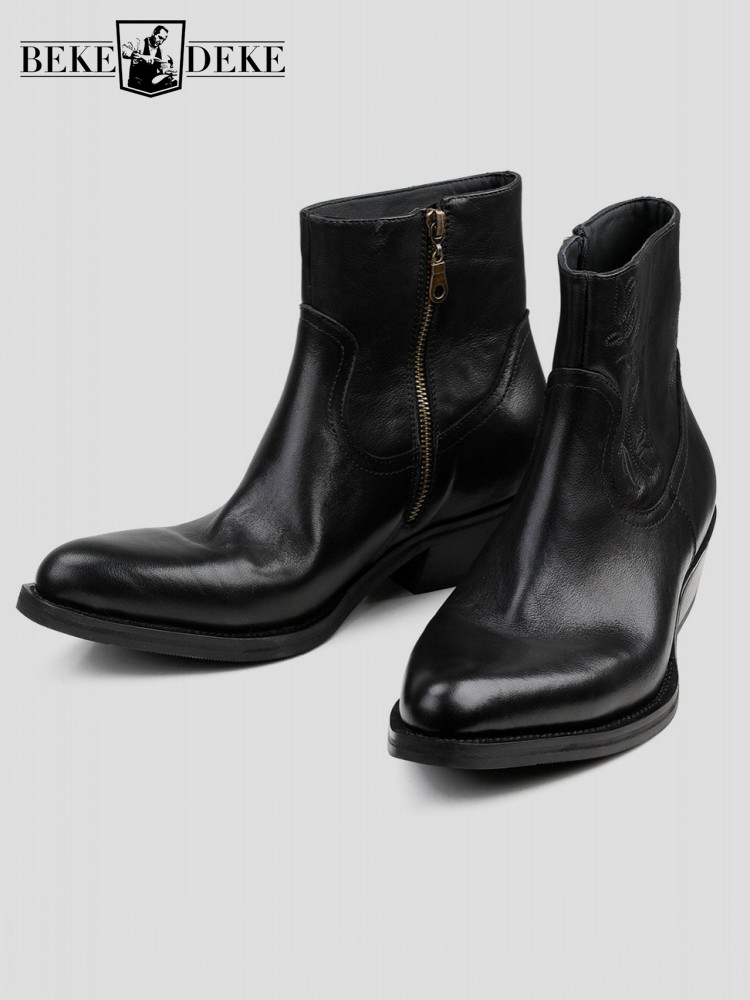 รองเท้าบูทข้อเท้าหนังวัวแบบมีซ - Men'S Shoes Zipper บทวิจารณ์และราคา