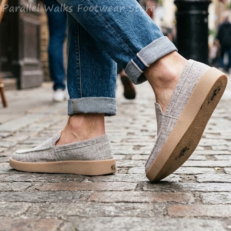 รองเท้าผู้ชายแบบสวม ผ้าแคนวาส  - Boat Shoe Leather บทวิจารณ์และราคา
