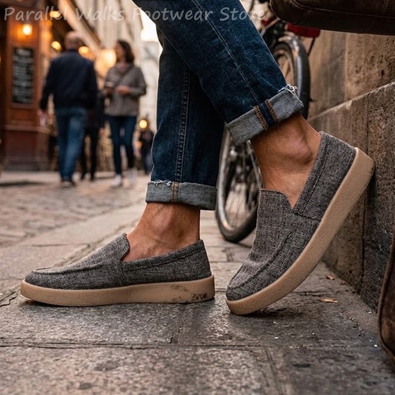 รองเท้าผู้ชายแบบสวม ผ้าแคนวาส  - Boat Shoe Leather บทวิจารณ์และราคา