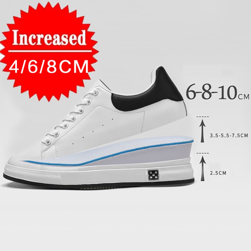 รองเท้าผ้าใบเพิ่มความสูงแบบซ่อ - Men'S Shoes Black And White บทวิจารณ์และราคา