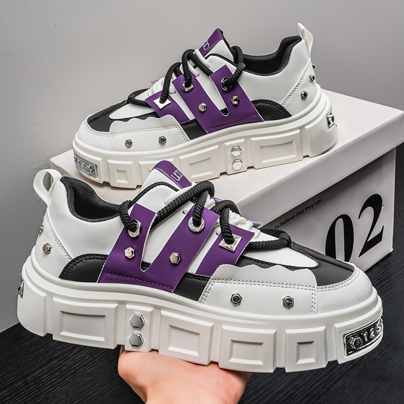รองเท้าผ้าใบผู้ชายพื้นหนาประดั - Men Shoes White Colour บทวิจารณ์และราคา